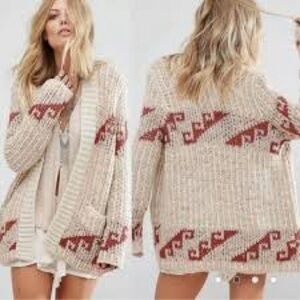 Free People Time And Again Cardigan Wool Blend Sz‎ Small Boho Western